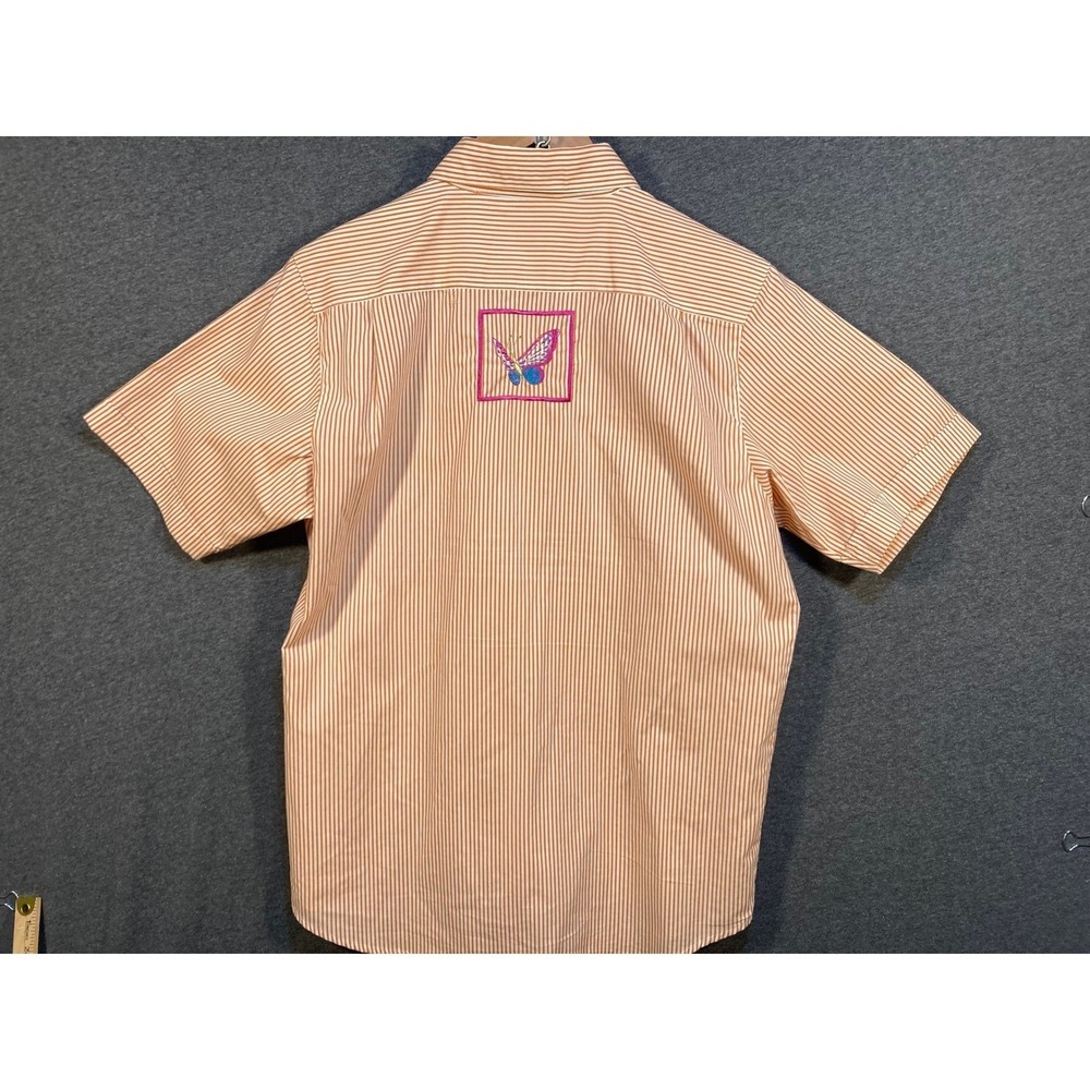 The Quacker Factory Orange Stripe Butterfly Button Up Shirt Women's Small - Picture 11 of 14